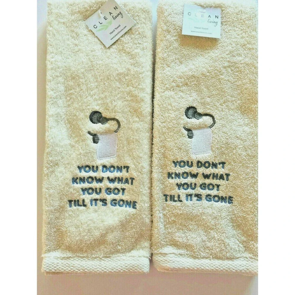 Avanti Hand Towels Don't Know What You've Got Ivory Embroidered Guest Set of 2